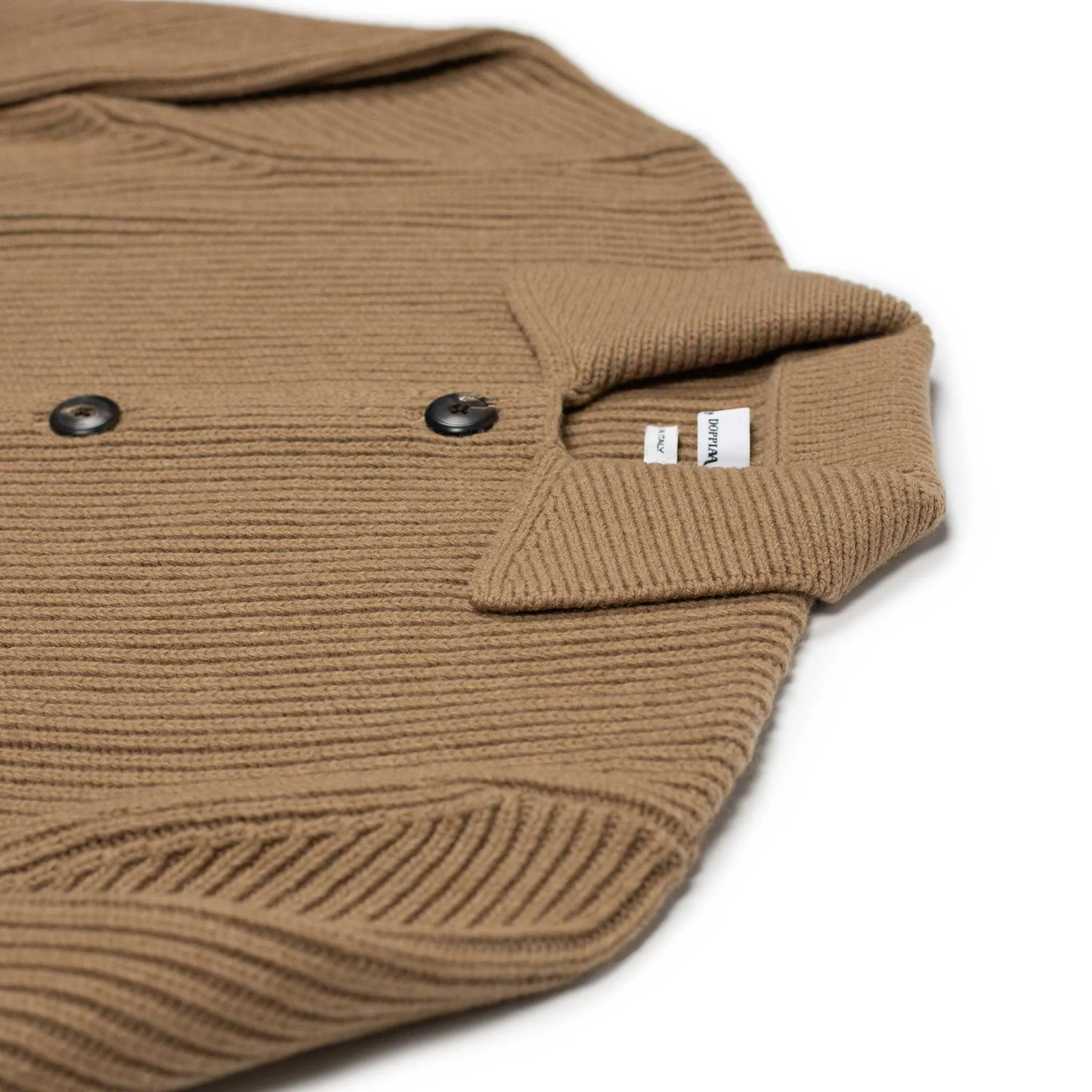 Aamone knit cardigan jacket in camel color wool