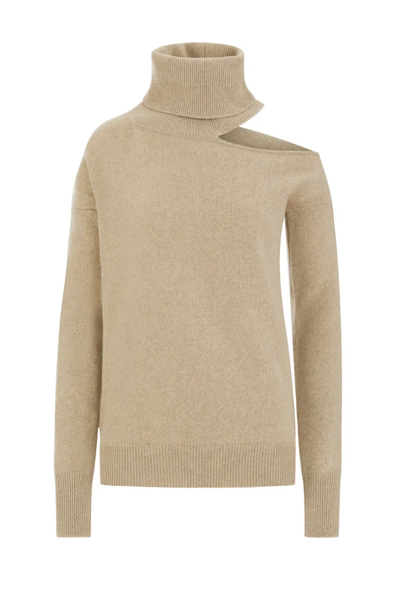 ABBIE CASHMERE SWEATER IN SAND