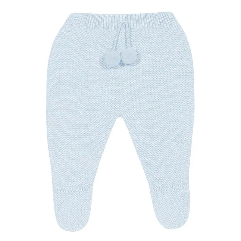 Baby Blue Knitted Pom Pom Leggings