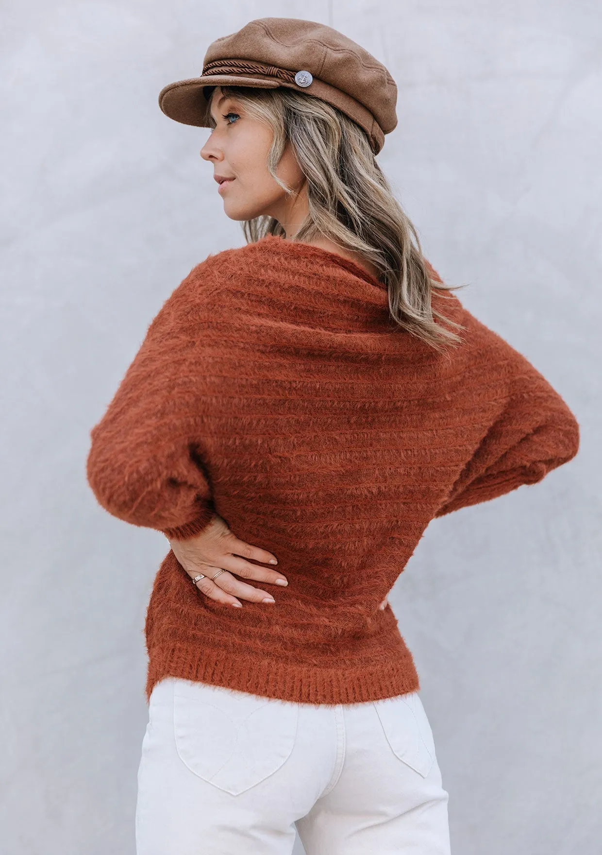 Blissful Fuzzy Ribbed Boatneck Sweater