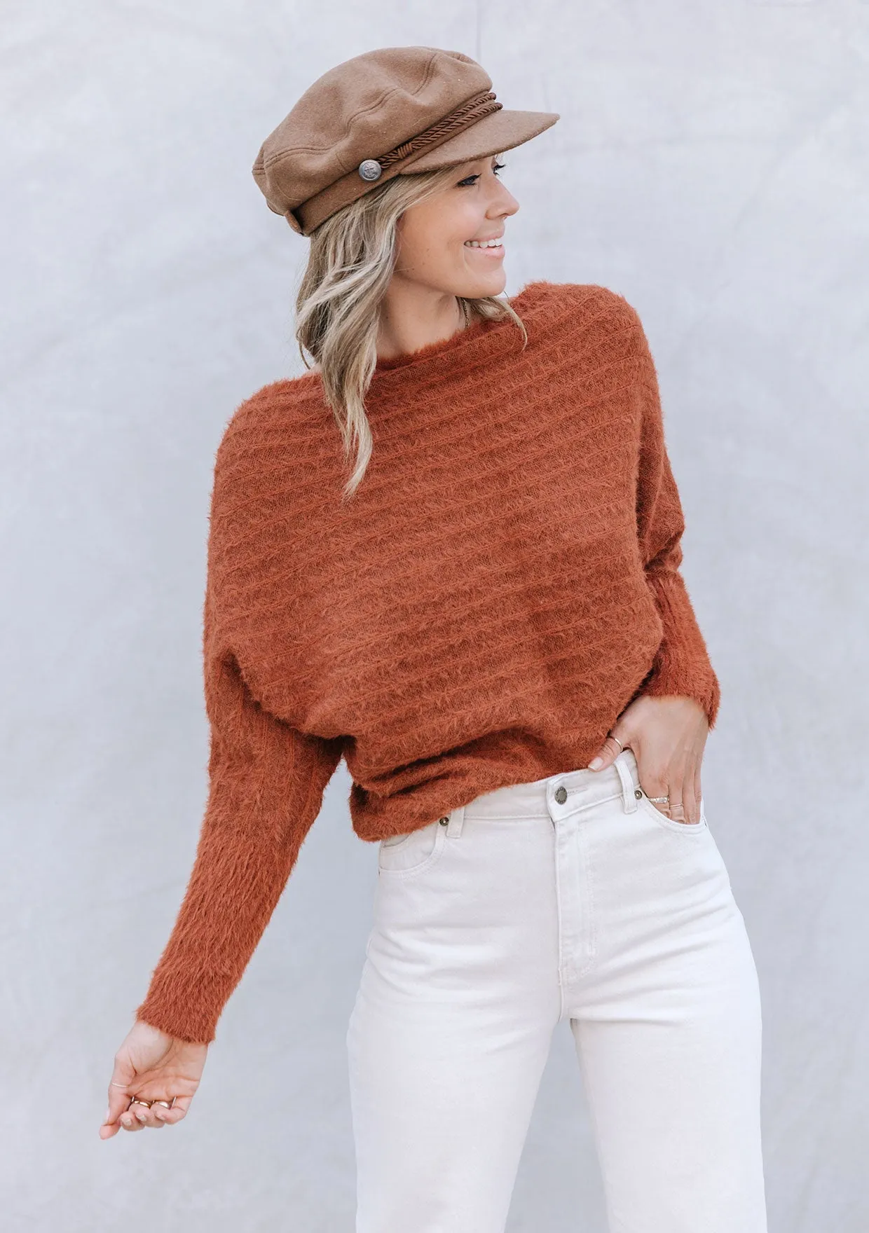 Blissful Fuzzy Ribbed Boatneck Sweater