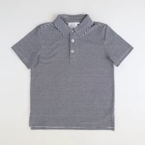 Boys Signature S/S Knit Polo - Navy Blue & White Thin Stripe