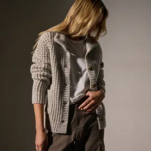 Cashmere Chunky Waffle Cardigan - Hazel