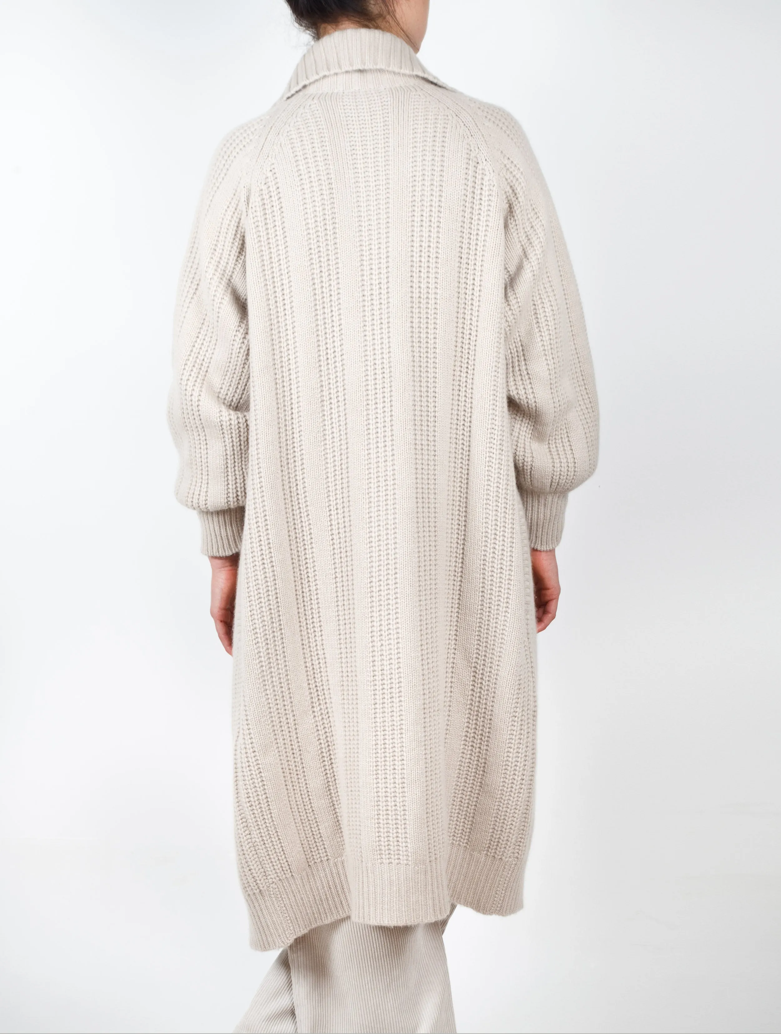 Chunky Rib Long Cashmere Cardigan