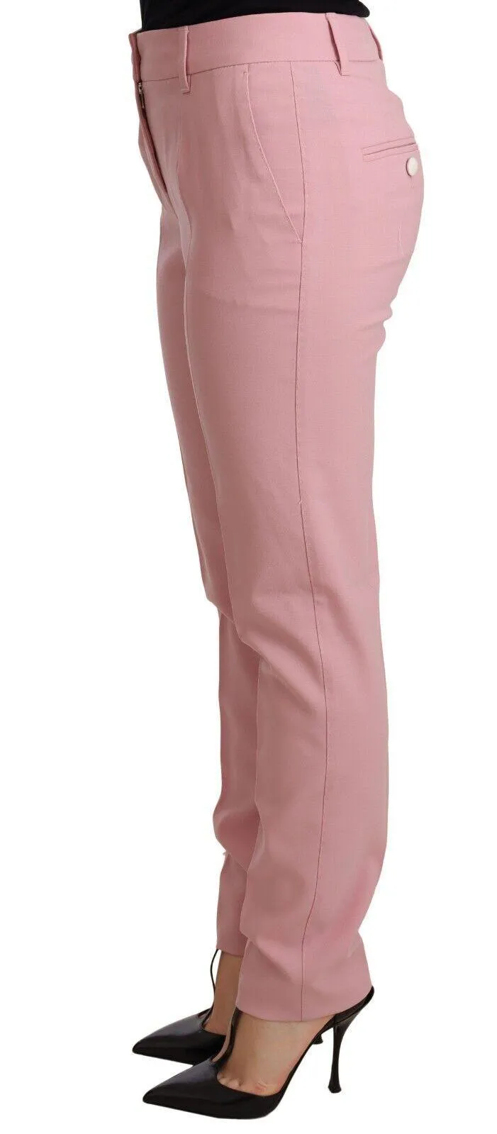 Dolce & Gabbana Pink Women Trouser Virgin Wool Stretch Pants