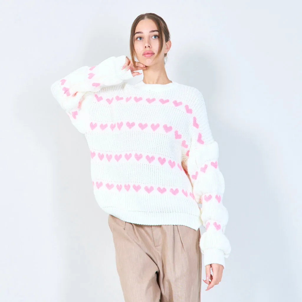 Heart pattern knit sweater wholesale