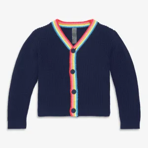 Kids rainbow trim cardigan