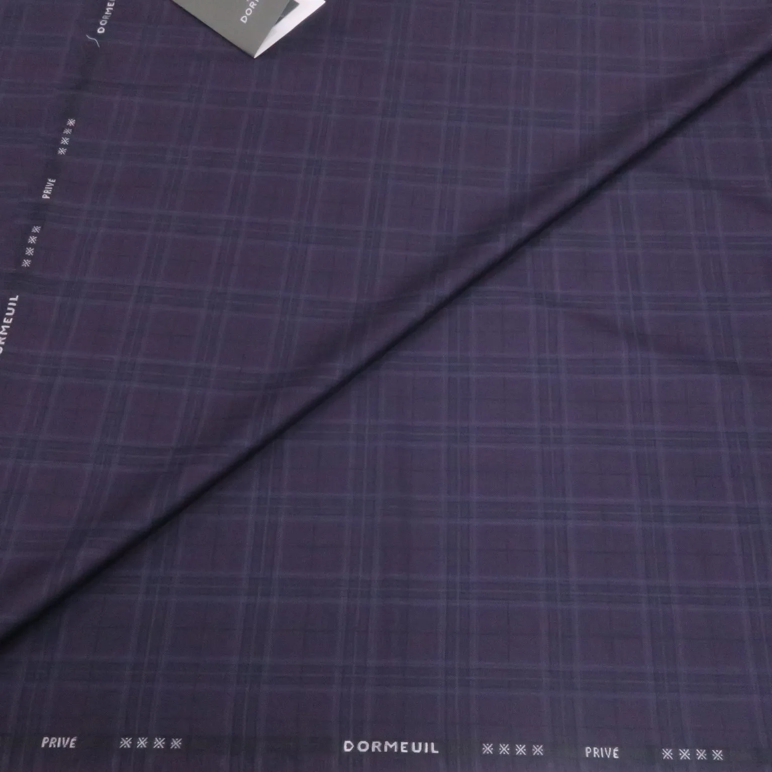 Navy Windowpane Plaid Dormeuil Privé Wool Luxury Fabric