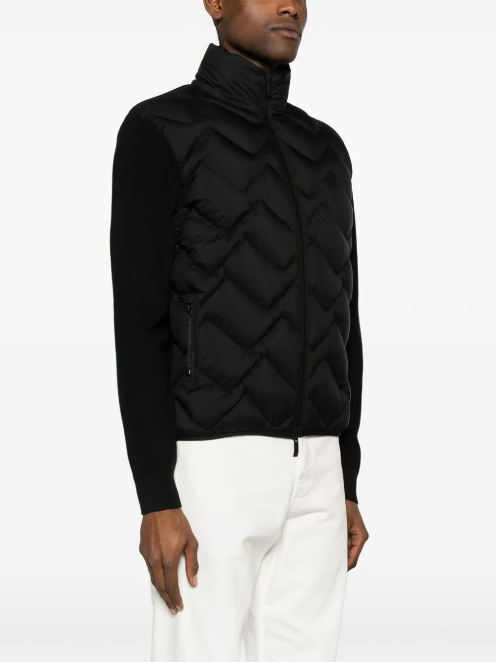 padded-panel knitted jacket