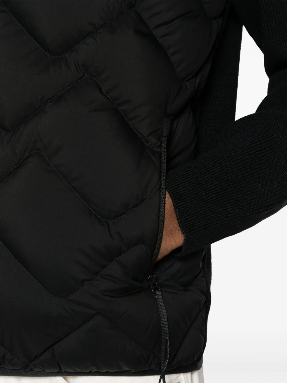 padded-panel knitted jacket