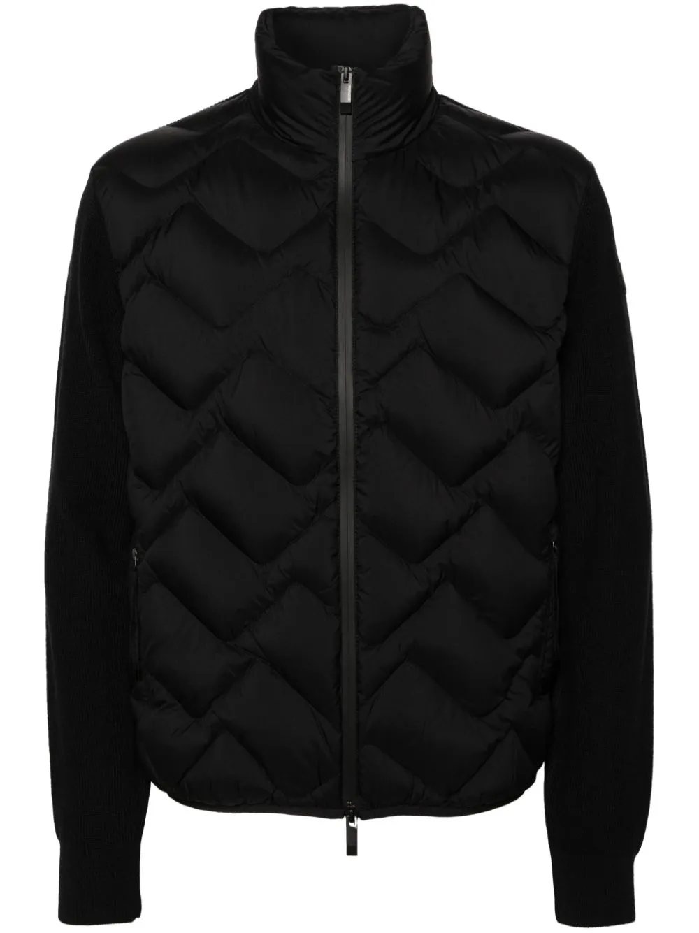 padded-panel knitted jacket