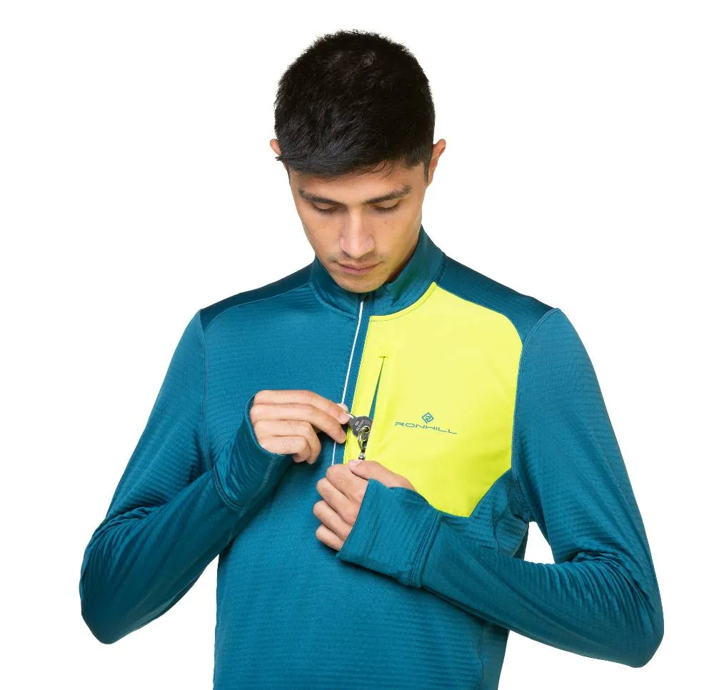 Ronhill Tech Winter Half Zip (Mens) - Deepteal/Acid