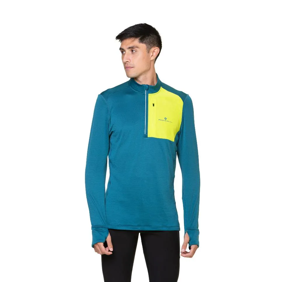 Ronhill Tech Winter Half Zip (Mens) - Deepteal/Acid