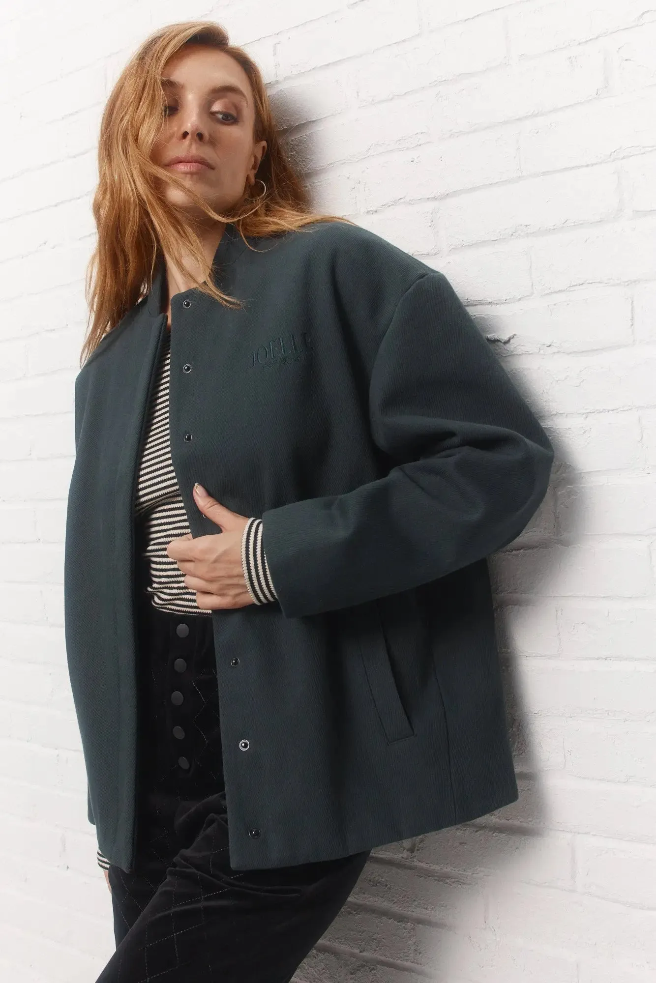 Rudy | Manteau col teddy vert foncé