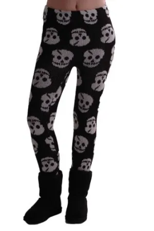 Skull Print Knitted Leggings