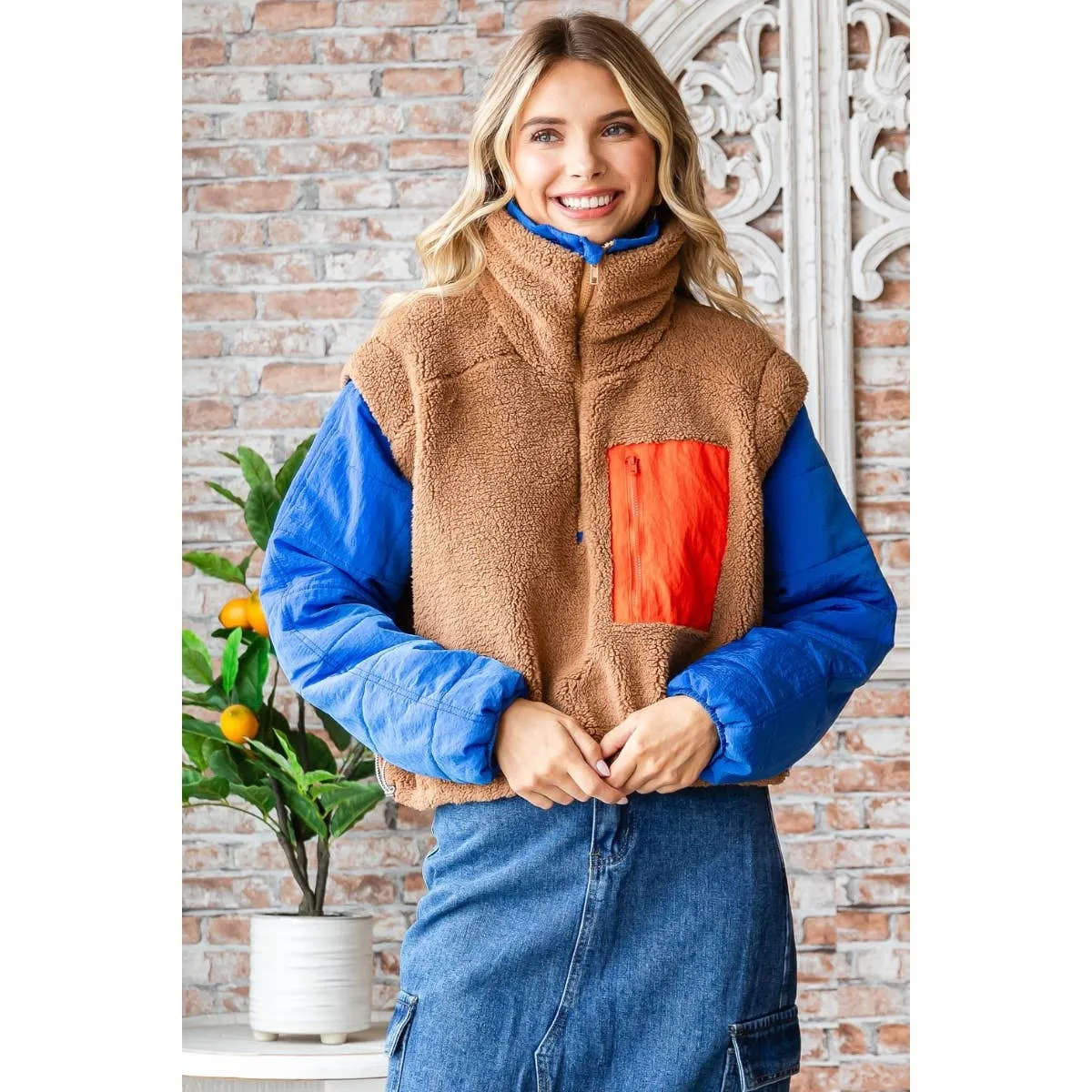 Soft fleece Quilted Puffer Sleeve Pullover