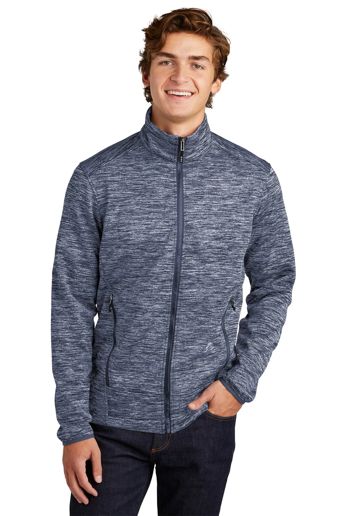 Sport-Tek PosiCharge Electric Heather Custom Soft Shell Jackets, True Navy Electric