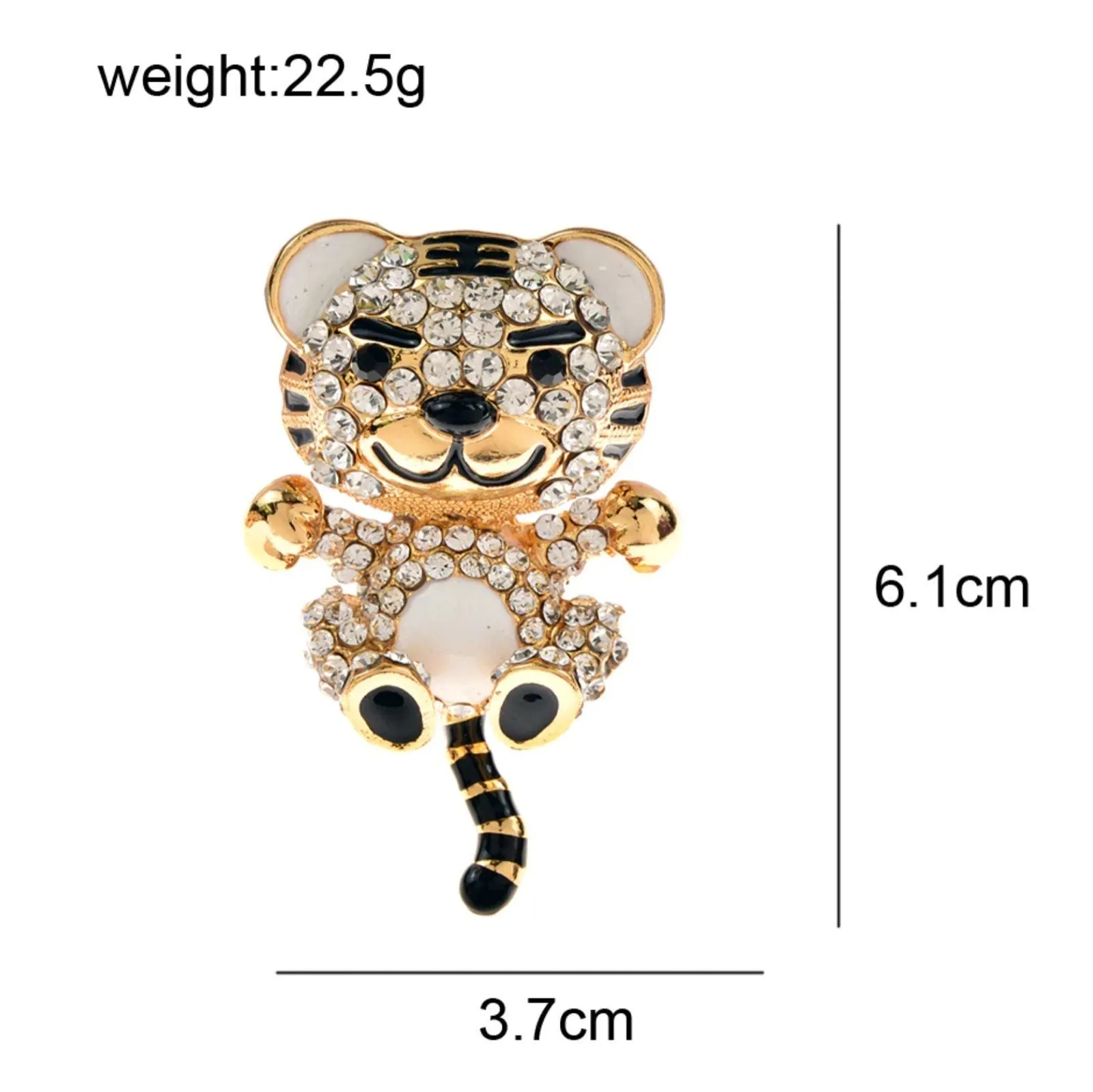 Stunning tiger teddy brooch vintage look broach diamonte gold plated pin jjj57