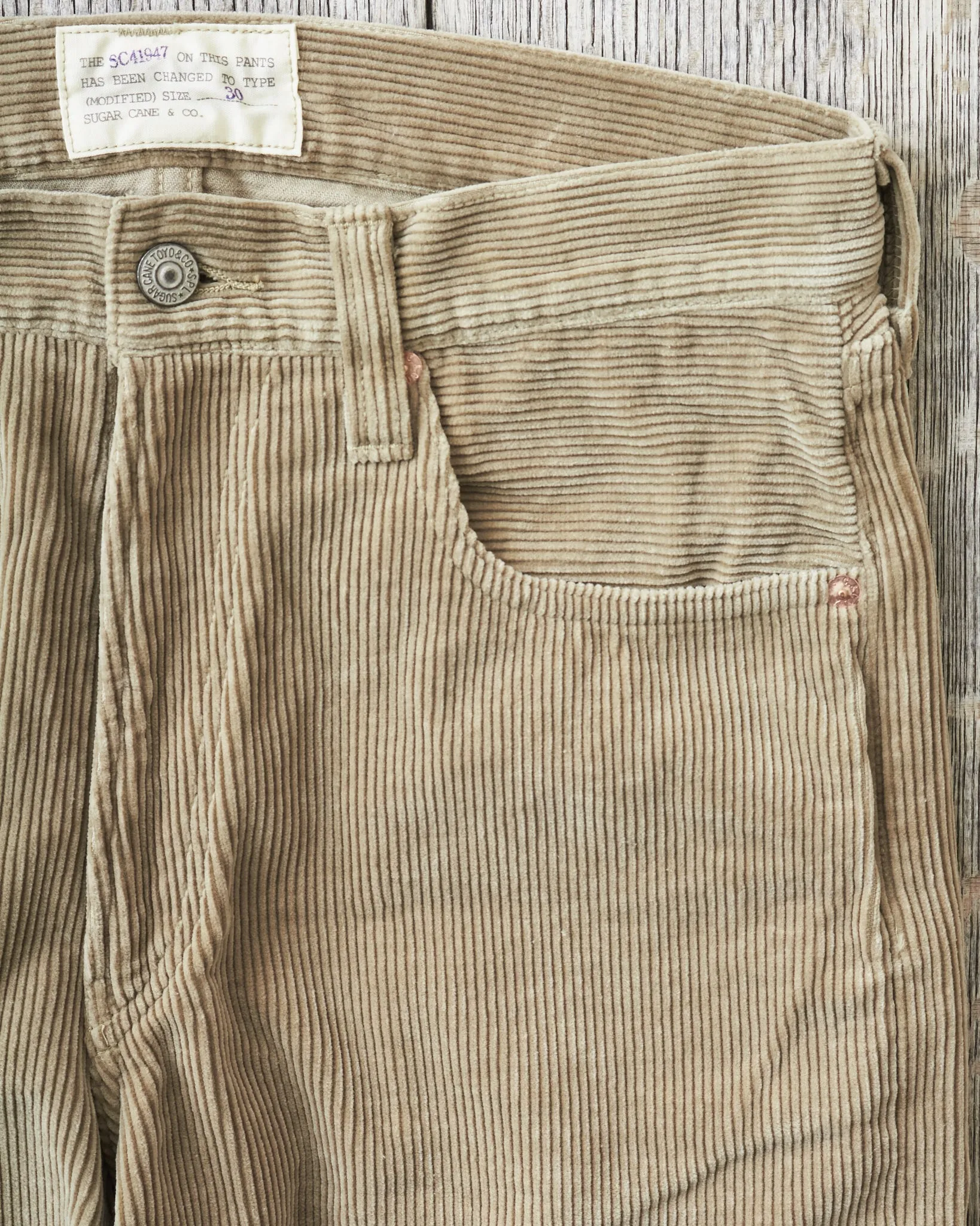 Sugar Cane 9W Corduroy 5-Pocket Pants 1947 Model Beige SC42422