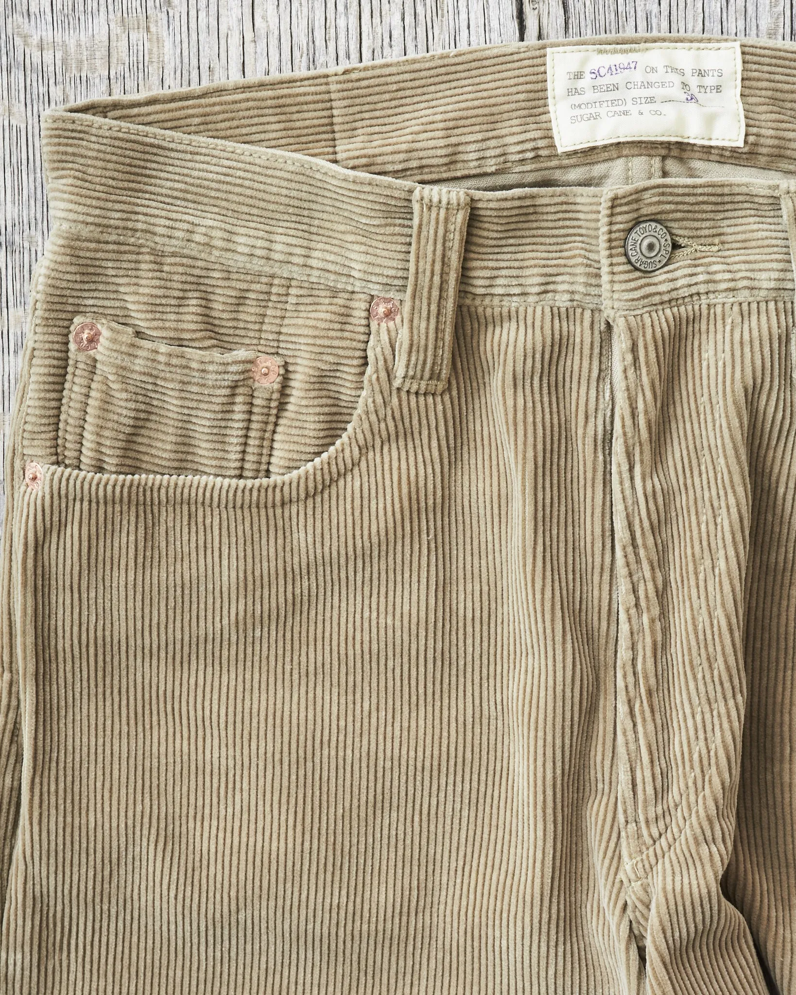 Sugar Cane 9W Corduroy 5-Pocket Pants 1947 Model Beige SC42422