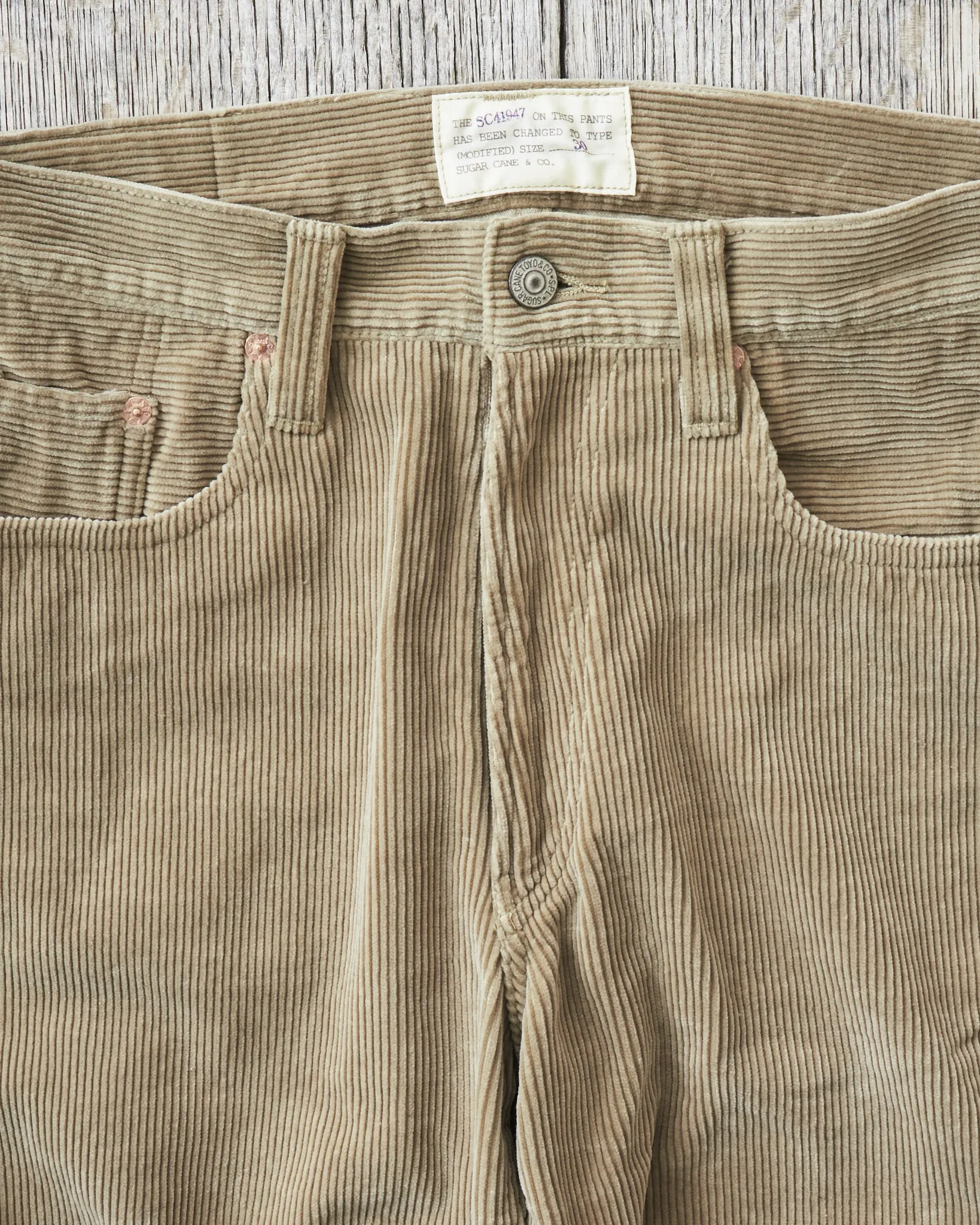 Sugar Cane 9W Corduroy 5-Pocket Pants 1947 Model Beige SC42422