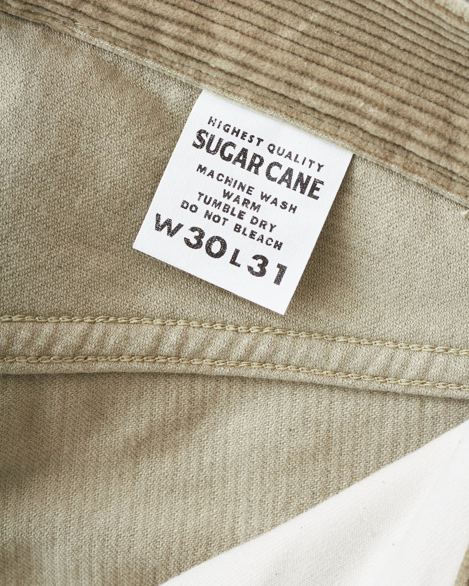 Sugar Cane 9W Corduroy 5-Pocket Pants 1947 Model Beige SC42422