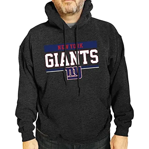 Team Fan Apparel NFL Adult Gameday Charcoal Hooded Sweatshirt - Cotton & Polyester - Stay Warm & Represent Your Team in Style (New York Giants - Black, Adult X-Large)