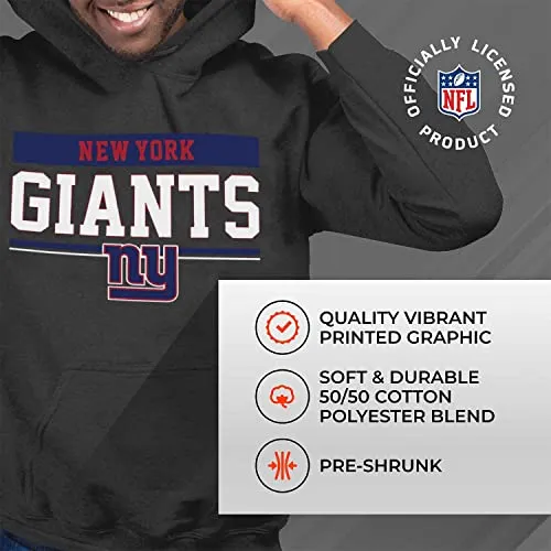 Team Fan Apparel NFL Adult Gameday Charcoal Hooded Sweatshirt - Cotton & Polyester - Stay Warm & Represent Your Team in Style (New York Giants - Black, Adult X-Large)