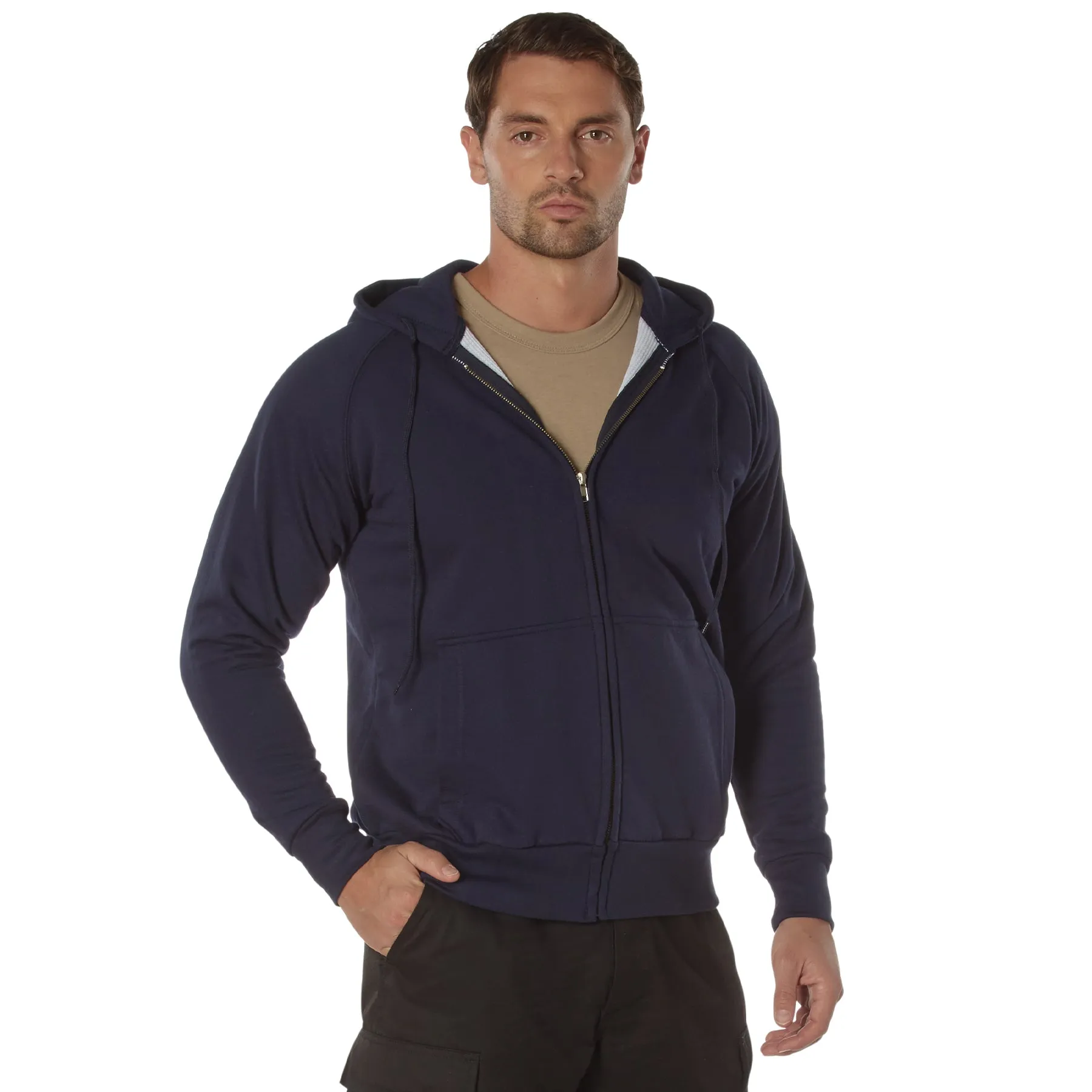 Thermal-Lined Zipper Hooded Sweatshirts