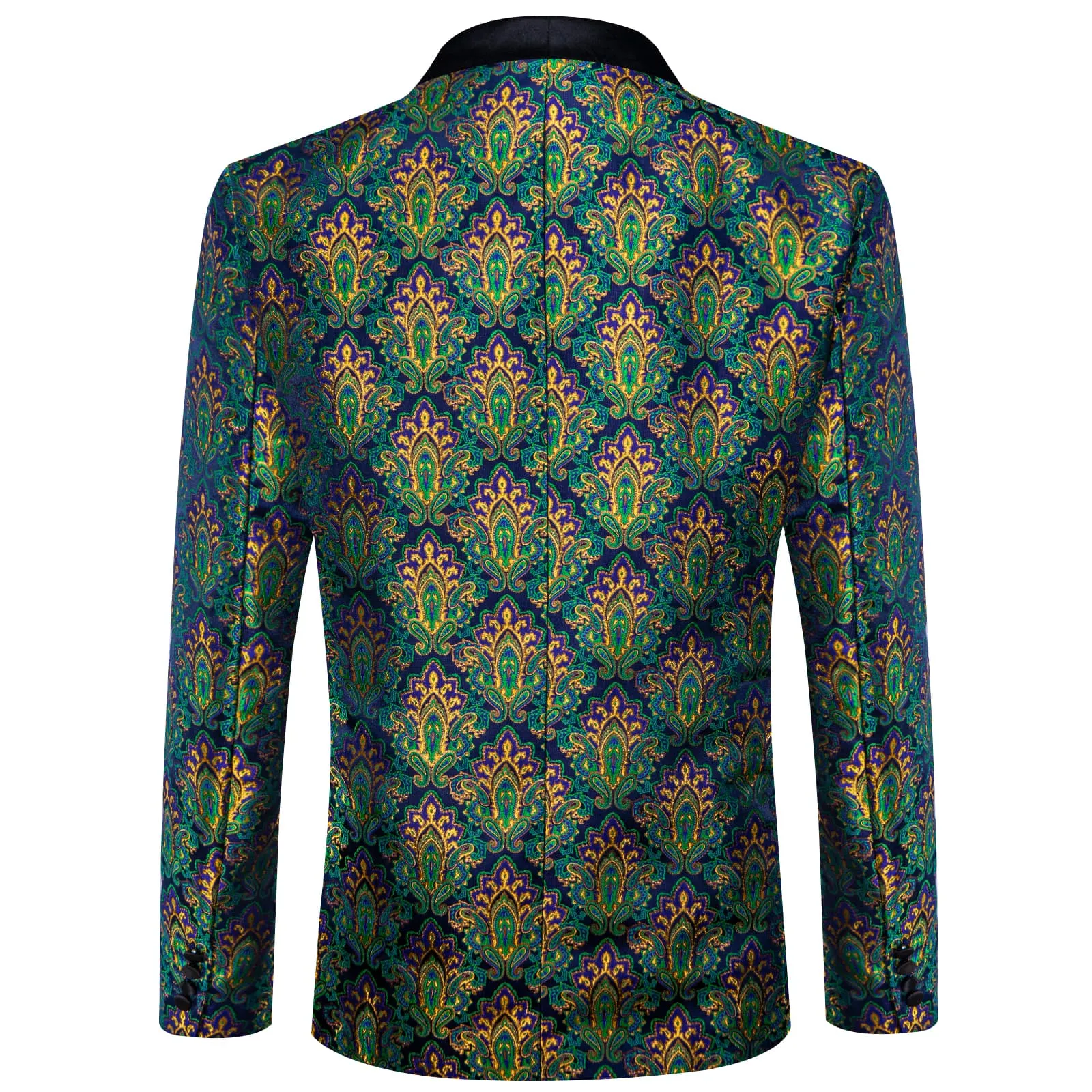 Ties2you Dress Suit Blue Green Paisley Shawl Collar Silk Prom Suit for Men