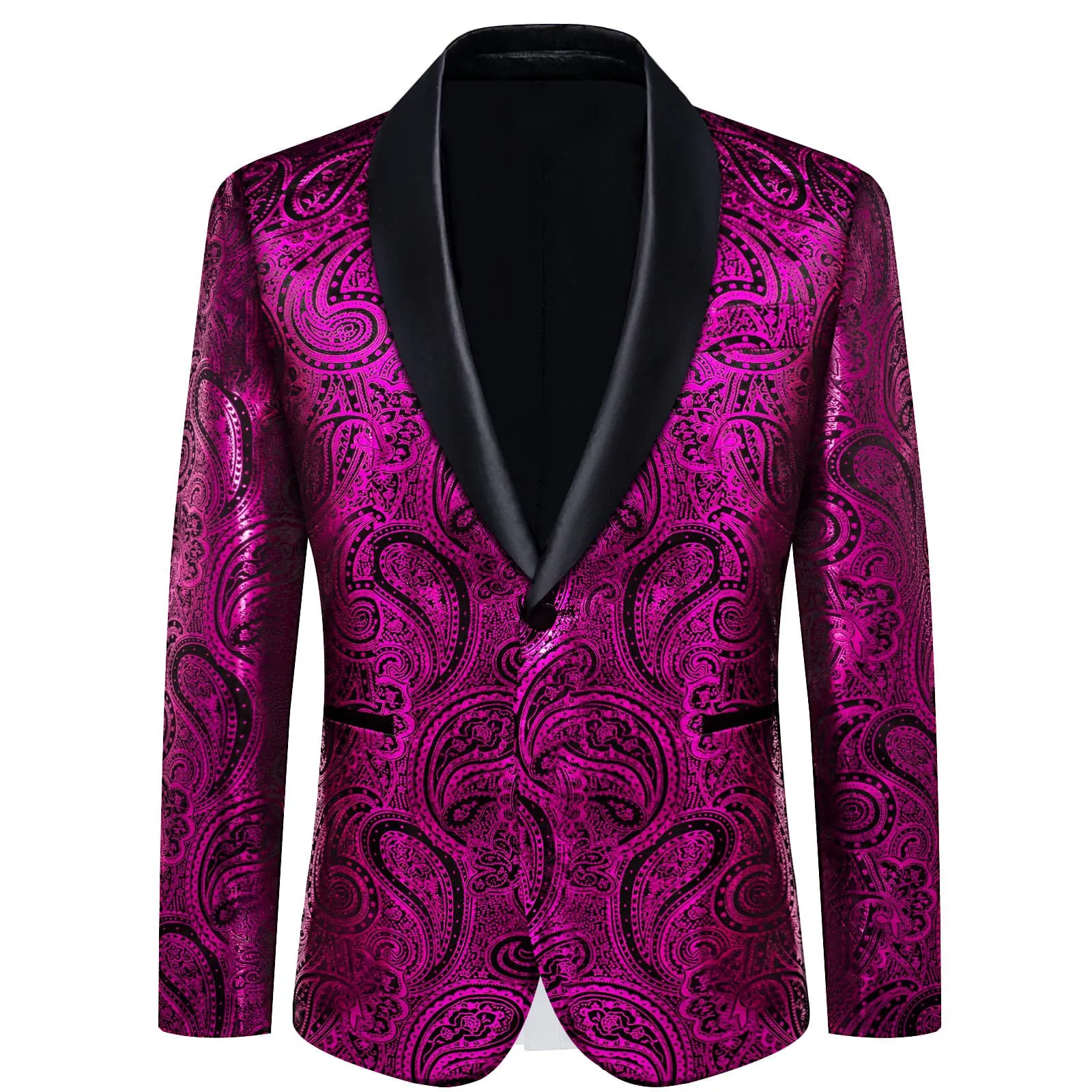 Ties2you Tuxedo Suit Bright Purple Paisley Shawl Collar Silk Dress Suit for Men Wedding