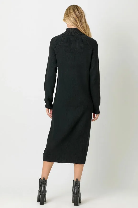 Turtle Neck Sweater Dress Black