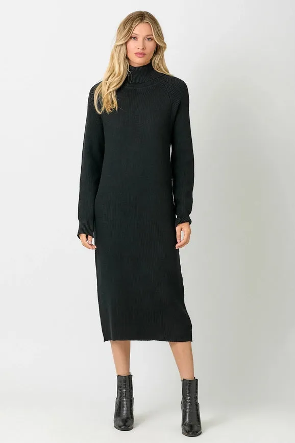 Turtle Neck Sweater Dress Black