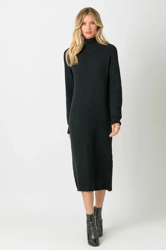 Turtle Neck Sweater Dress Black