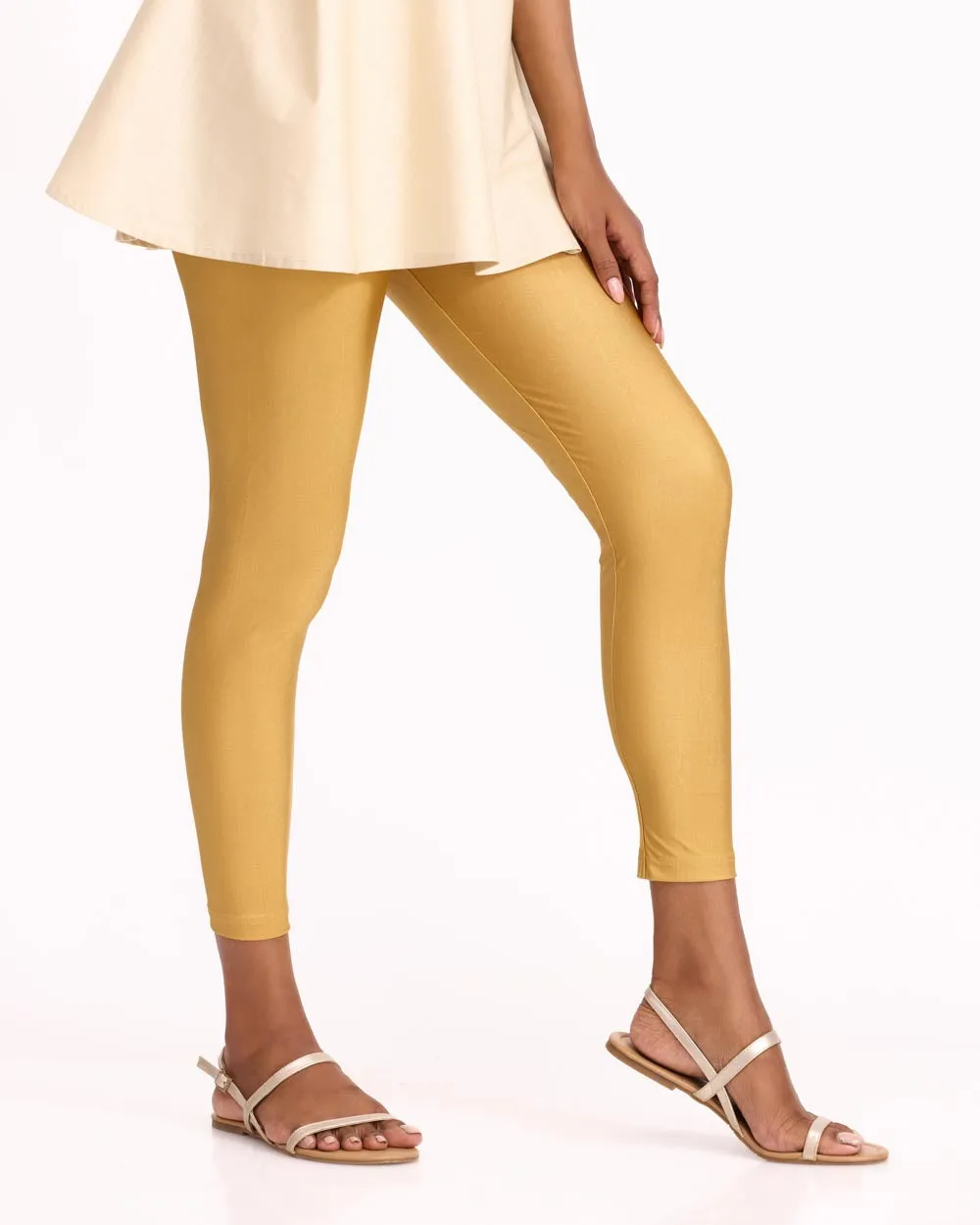 Women Yellow Gold Shimmer Leggings