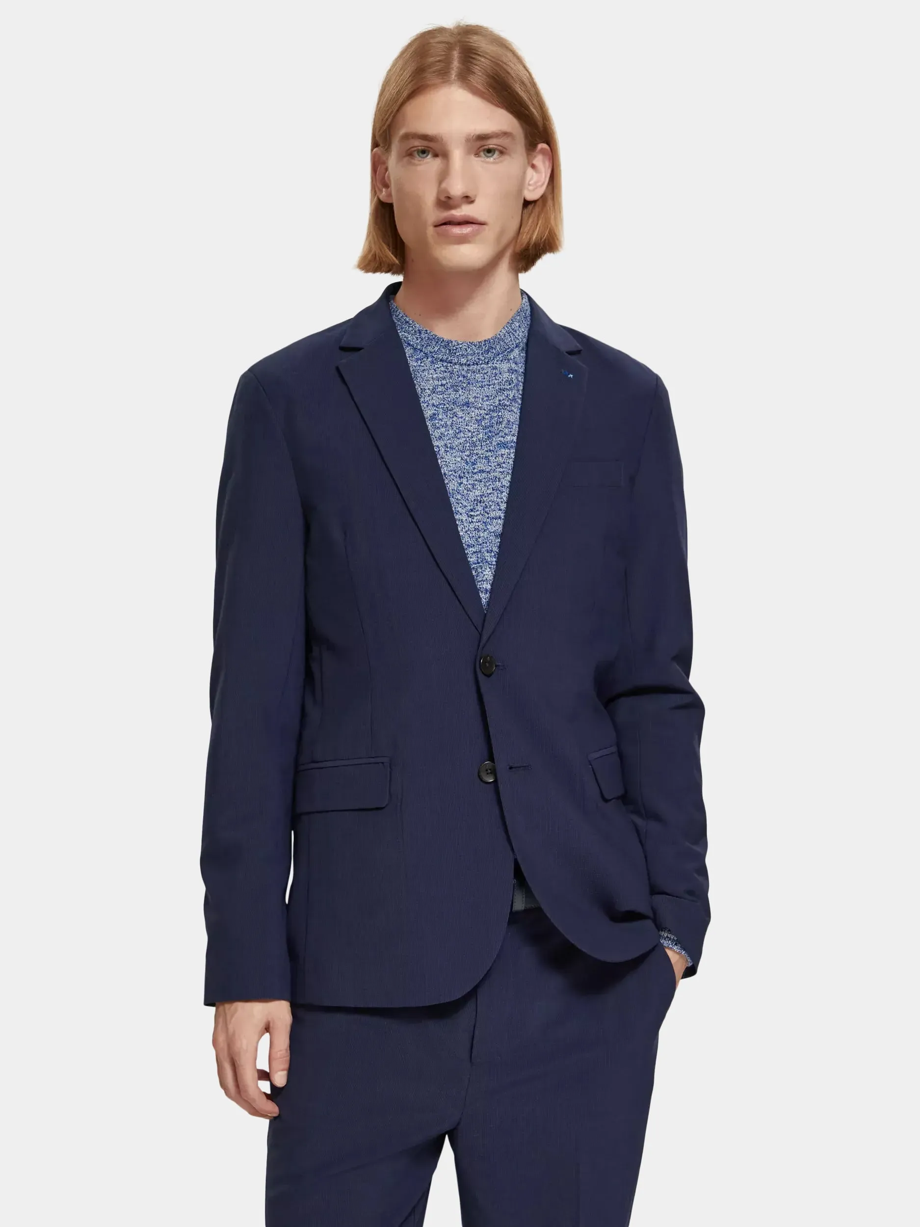 Wool-blend seersucker blazer